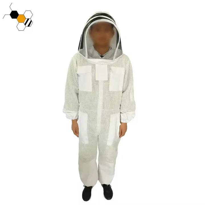 3 Layer Ultra Ventilated bee beekeeping Suit Astronaut Veil w/ Goat Skin Gloves