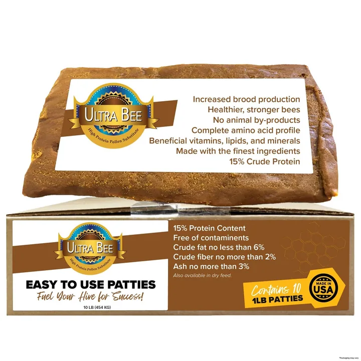 Mann Lake Ultra Bee Pollen Substitute Patties, High Protein Honey Bee Food wi...