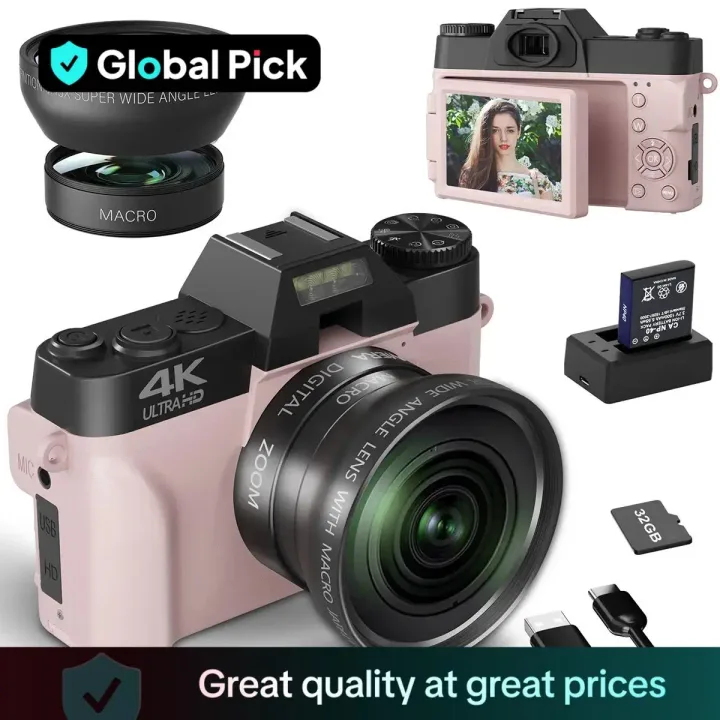 Global Pick 4K Digital Camera, 56MP Camera for Photography with Autofocus & 180° Flip...