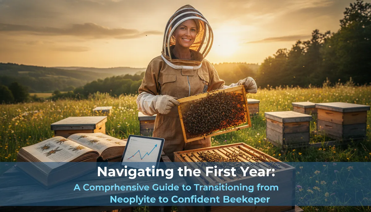 Navigating the First Year: A Comprehensive Guide to Transitioning from Neophyte to Confident Beekeeper visual summary