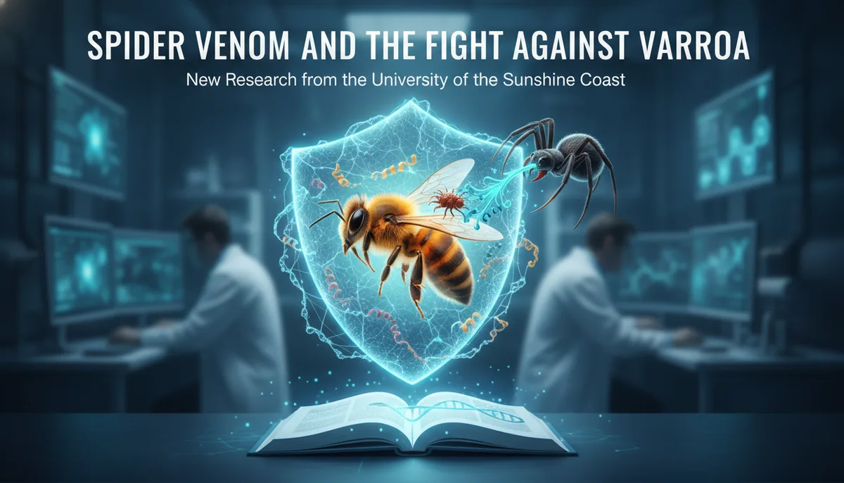 Spider Venom and the Fight Against Varroa: New Research from the University of the Sunshine Coast visual summary