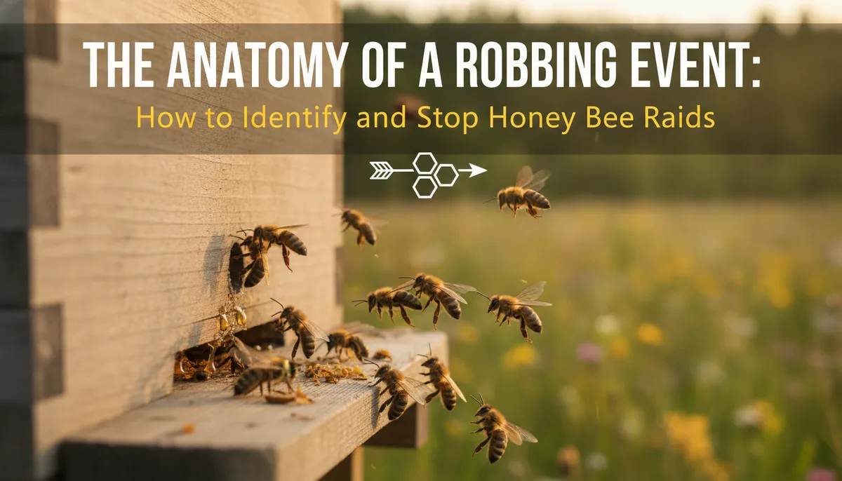 The Anatomy of a Robbing Event: How to Identify and Stop Honey Bee Raids visual summary