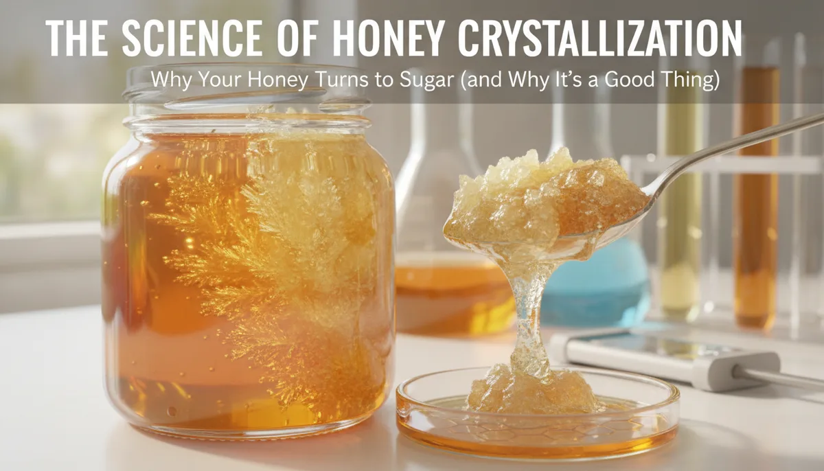 The Science of Honey Crystallization: Why Your Honey Turns to Sugar (and Why It’s a Good Thing) visual summary